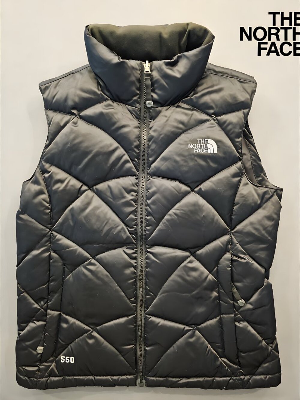 The North Face 550 Down Puffer Vest Black Diamond Quilt Full Zip